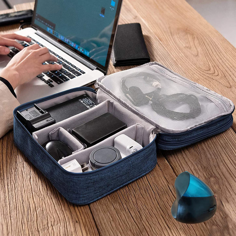 [Australia - AusPower] - Electronic Organizer Travel Universal Cable Organizer Electronics Accessories Cases for Cable, Charger, Phone, USB, SD Card,1Pack Blue Triple Layer /11.02" x 8.27" x 3.94" 