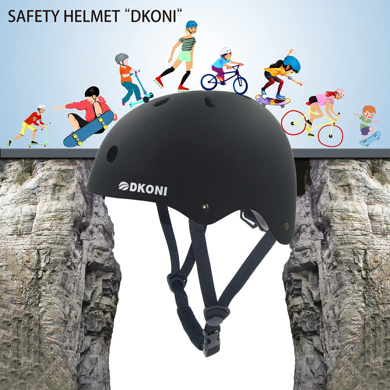 [Australia - AusPower] - Skateboard Helmet for Kids Bike Helmets: Toddler Bicycle Scooter Skate Cycling Skateboarding Inline Skating BMX Multi-Sport Helmet for Girls Boys BLACK Small:18.9-20.5inch(48-52cm) 