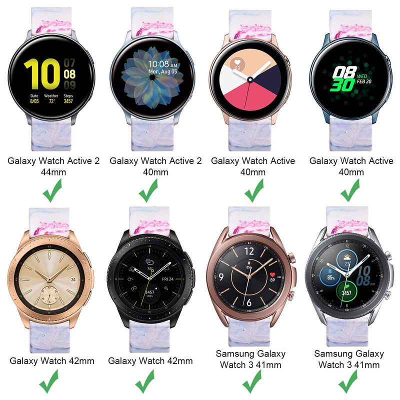 [Australia - AusPower] - KOREDA Compatible with Samsung Galaxy Watch 3 41mm/Galaxy Active 2 40mm 44mm/Active 40mm Bands Sets, 20mm Soft Solid Pattern Printed Replacement Strap Band for Galaxy Watch 42mm/Gear Sport Smartwatch 6 Pack#1 