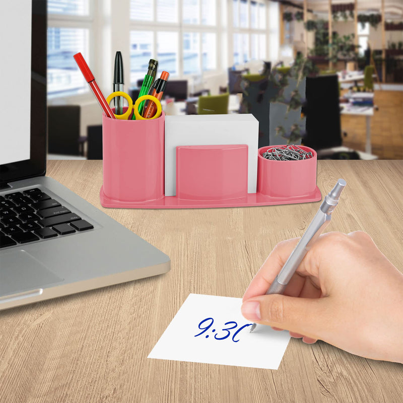 [Australia - AusPower] - Acrimet Millennium Desktop Organizer Holder for Pen, Pencil, Clip, Paper and Desk Accessories (Plastic) (Paper Included) (Solid Pink Color) 