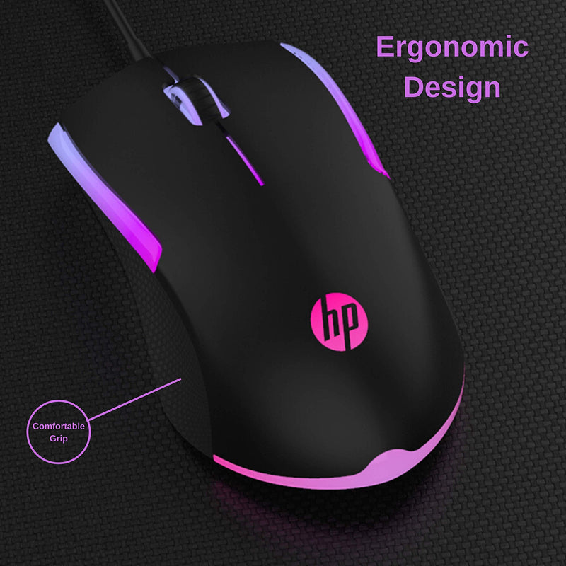 [Australia - AusPower] - HP Wired RGB Gaming Mouse High Performance Mouse with Optical Sensor, 3 Buttons, 7 Color LED for Computer Notebook Laptop Office PC Home 