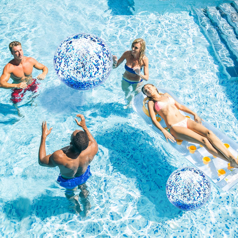 [Australia - AusPower] - 5 Pack Beach Ball Jumbo Pool Toys Balls Giant Confettis Glitters Inflatable Clear Beach Ball Swimming Pool Water Beach Toys Outdoor Summer Party Favors for Kids Adults 