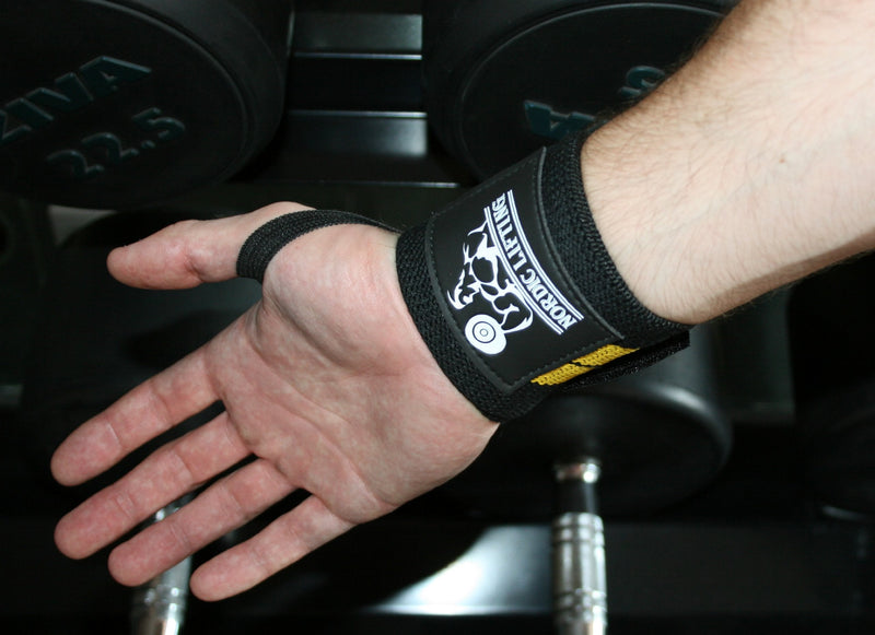 [Australia - AusPower] - Wrist Wraps + Lifting Straps Bundle (2 Pairs) for Weightlifting, Cross Training, Workout, Gym, Powerlifting, Bodybuilding - Support for Men/Women, Avoid Injury During Weight Lifting Black/Yellow 