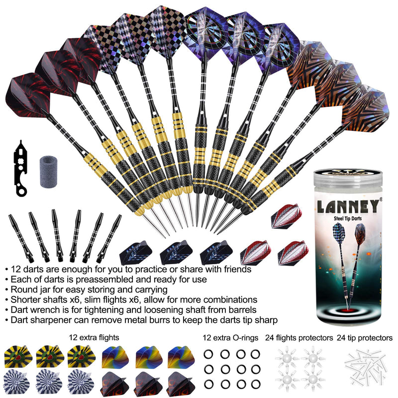 [Australia - AusPower] - Darts Metal Tip Set Professional Darts Steel Tip Set, 24 Grams and 20 Grams Tipped Metal Darts with Aluminum Shafts, Brass Barrels, Sharpener Tool Kit, Carrying Case, Extra Dart Flights Accessories 