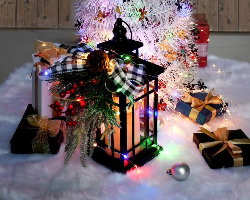 [Australia - AusPower] - 2PCS Christmas Vintage Candle Lantern with Flameless LED Light, 14'' Xmas Decorative Hanging Lantern for Holiday Home Table Fireplace Indoor Outdoor Party Decor 