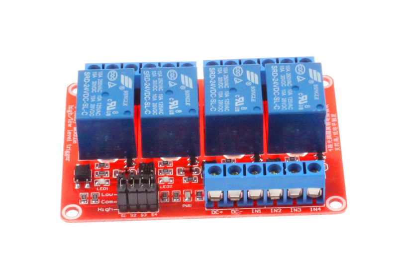 [Australia - AusPower] - NOYITO 4 Channel Relay Module High Low Level Trigger With Optocoupler Isolation Load DC 30V AC 250V 10A for PLC Automation Equipment Control Industrial Control (4-Channel 24V) 4-Channel 24V 