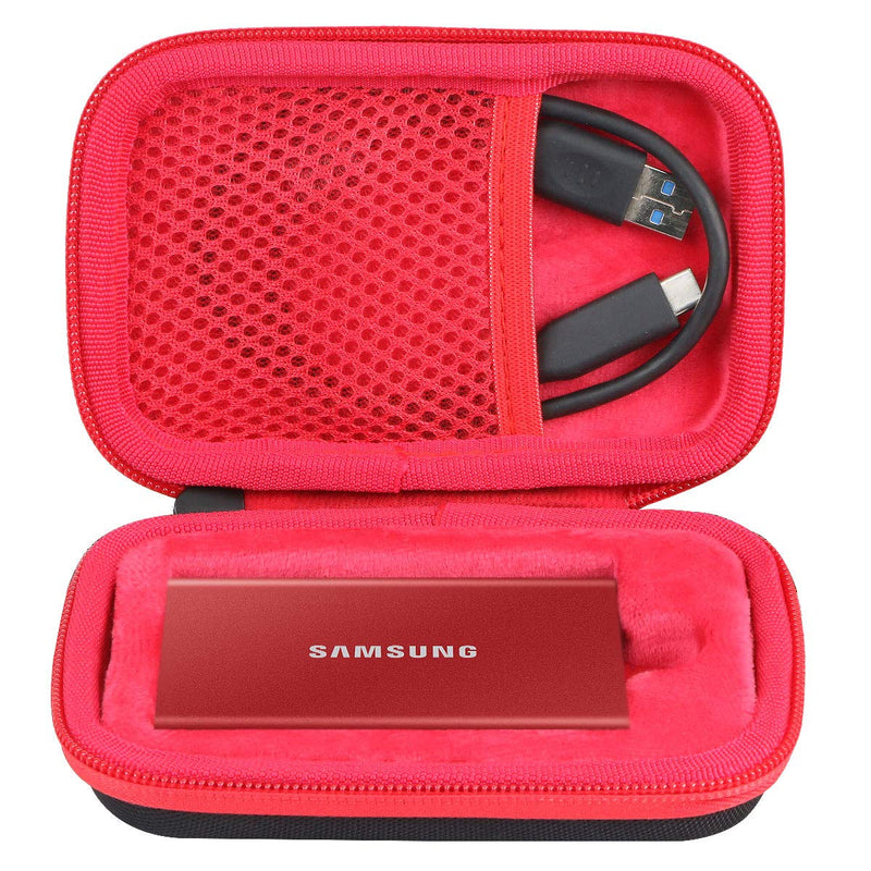 [Australia - AusPower] - co2CREA Hard Travel Case Replacement for Samsung T7 Touch Portable SSD 500GB 1TB 2TB External Solid State Drives (Black Case + Inside Red) for 1 Hard Drive Black Case + Inside Red 
