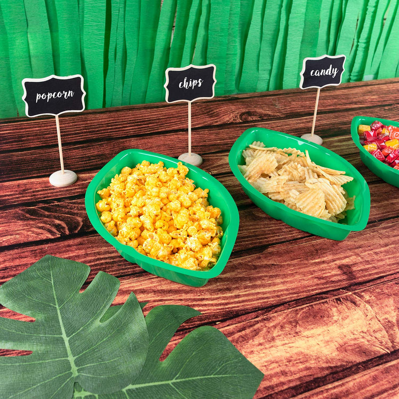 [Australia - AusPower] - Palm Leaf Hawaii Style Food Reusable Snack Tray, Cookies, Chips, Candy Dip for Jungle Island Themed Party Decorations Platter (12 Pack, 11.75" x 8.5" Inches) by Super Z Outlet 