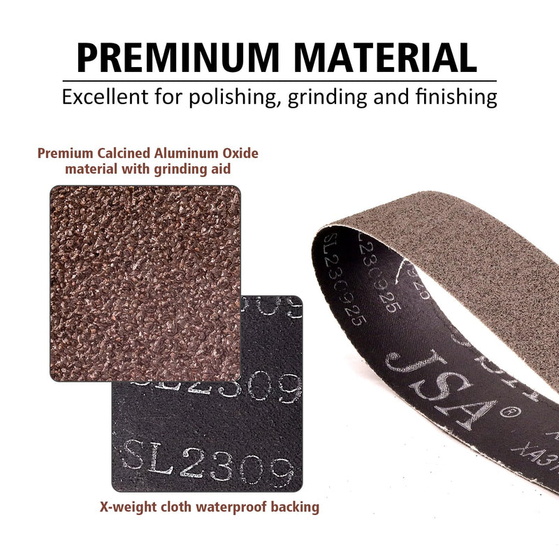 [Australia - AusPower] - 2 x 72 Inch Sanding Belts for Belt Sander, 60/80/120/240/400/600 Grit Calcined Aluminum Oxide Metal Sanding Belts Assortment, 6 Pack(2x72in) Mix Grits(60-600) 