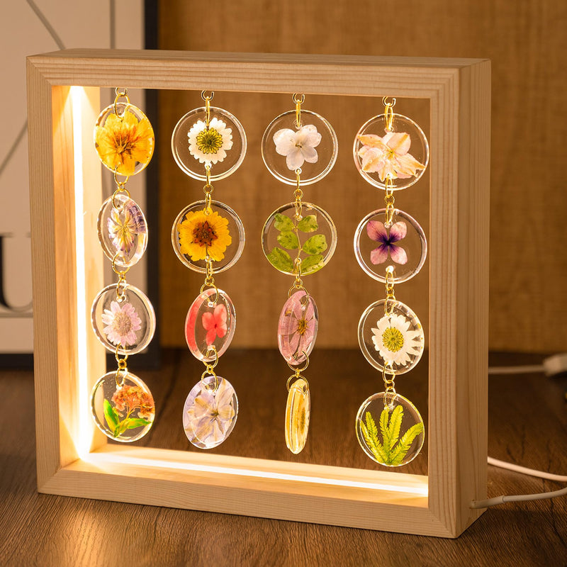 [Australia - AusPower] - SMUK Handmade Dried Flower LED Desk Lamp, 3 Way Dimmable Cute Pressed Flower Bedside Lamp with Wooden Frame for Desk, Table, Bedroom, Living Room, Office, Aesthetic Cute Table Lamp 