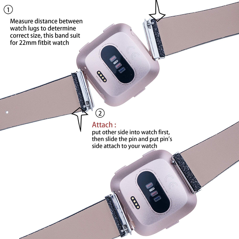 [Australia - AusPower] - Moonooda Sparkle Watch Band Compatible for Fitbit Versa(1,2) / Versa Lite Edition / Versa SE, Bling Glitter Smart Watch Strap Replace Wristband for Women and Men Watch Accessories, Silver Silver Shiny 