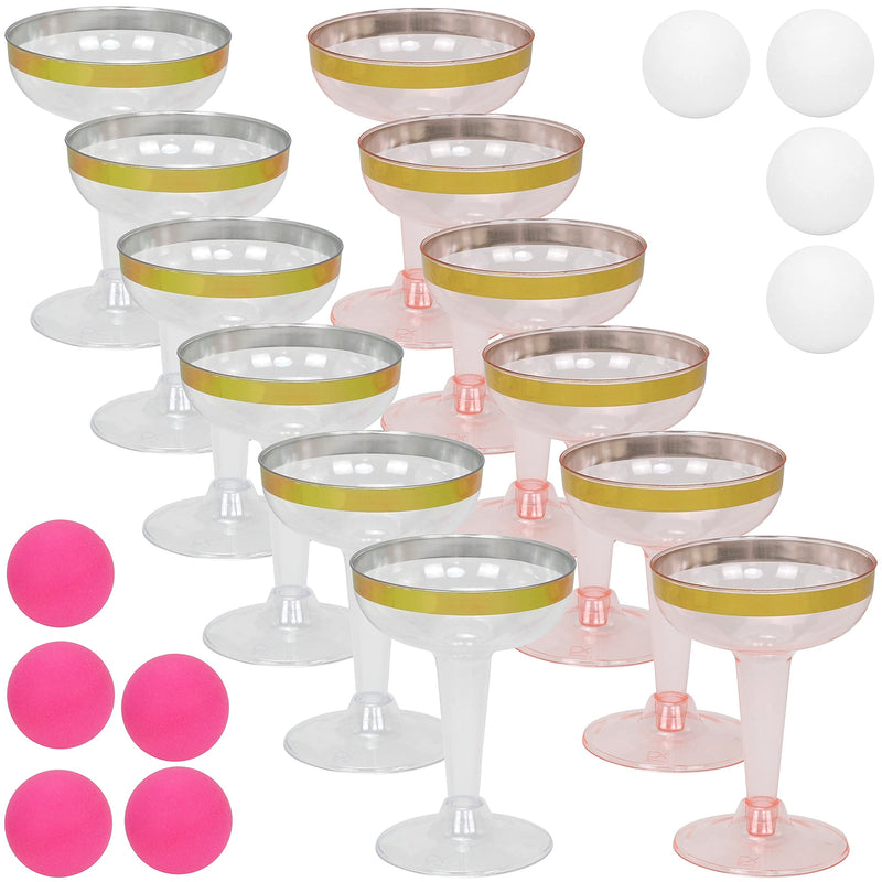 [Australia - AusPower] - Iconikal Champagne Pong Game Balls and Fluted Cups, Gold Trimmed, 21-Piece Set 