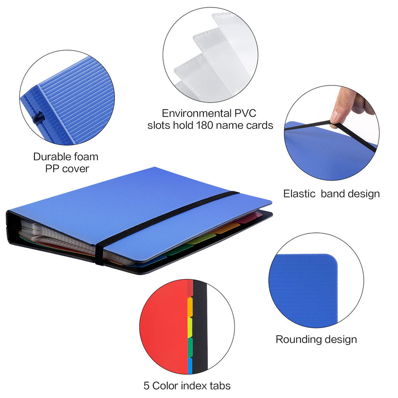 [Australia - AusPower] - Deli Business Card Book Holder, Business Card Organizer, Name Card Book Holder, Portable Office Business Card Holder, Hold 180 Cards, Blue 