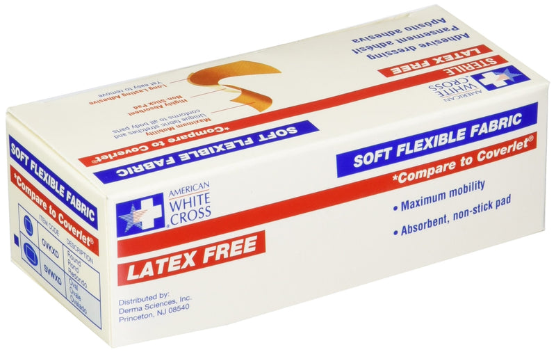 [Australia - AusPower] - American White Cross Soft Flexible Fabric Adhesive Strips, Sterile, 7/8" x 1-1/4" Oval, 100/Box, 12 Box/Case (Pack of 1200) 