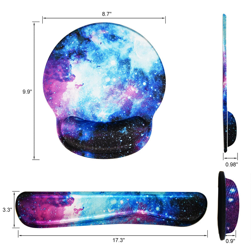 [Australia - AusPower] - Mouse Pad Keyboard Wrist Rest, Gel Non Slip Rubber Wrist Support Rest Mouse Pad for Home Office, Computer, Laptop, Typist, Gamer, Soft Cushion Mousepad with Memory Foam Ergonomic -Nebula Galaxy Nebula Galaxy 
