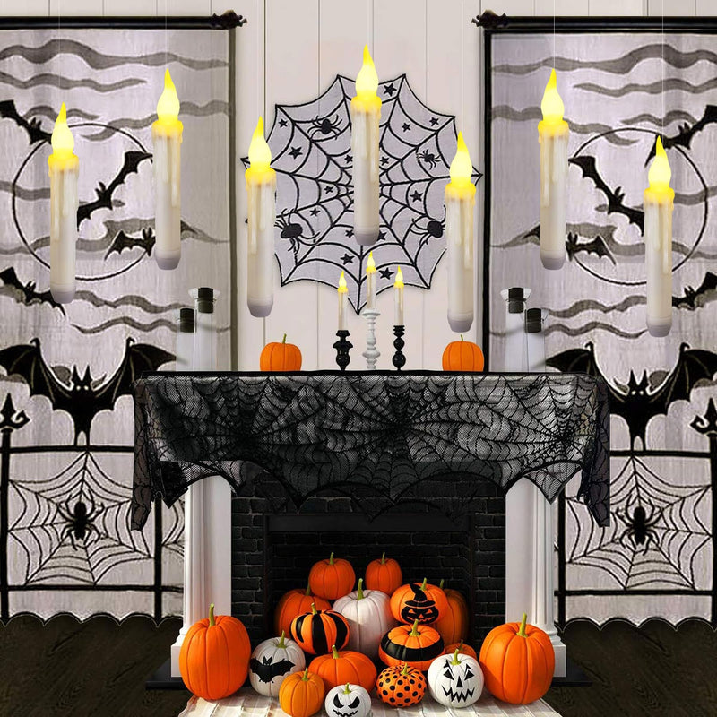 [Australia - AusPower] - Yakpo 6 Pack Remote LED Taper Candles Battery Operated, Halloween Floating Candle Lights Flickering Flameless Outdoor Electric Flicker Fake Candle Bulk, Window Chandelier Holder Christmas Decorations 
