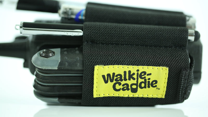 [Australia - AusPower] - Walkie Caddie (Yellow) - Accessory Pouch for Walkie Talkies | for Motorola CP 200 and Most Other Walkie Talkies | Black with Yellow Bungee 