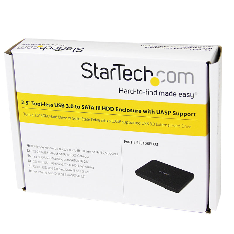 [Australia - AusPower] - StarTech.com 2.5in USB 3.0 External SATA III SSD Hard Drive Enclosure with UASP – Portable External USB HDD with Tool-less Installation (S2510BPU33) 