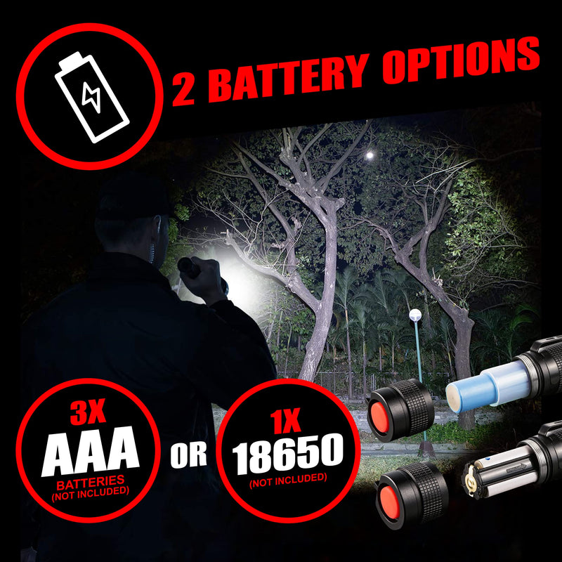 [Australia - AusPower] - GearLight TAC LED Flashlight Pack - 2 Super Bright, Compact Tactical Flashlights with High Lumens for Outdoor Activity & Emergency Use - Gifts for Men & Women 