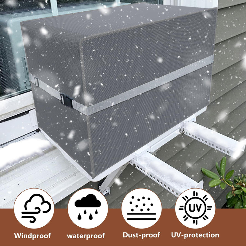 [Australia - AusPower] - BJADE'S Window AC Cover for U-Shaped Window Air Conditioner Unit,Heavy-Duty,Waterproof 600D Polyester Outdoor AC Covers,Dustproof & Windproof Outside Window AC Protection Cover,Grey 