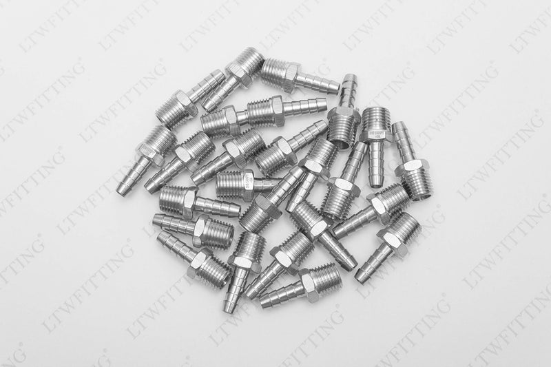 [Australia - AusPower] - LTWFITTING Bar Production Stainless Steel 316 Barb Fitting Coupler/Connector 1/4" Hose ID x 1/4" Male NPT Air Fuel Water(Pack of 25) 