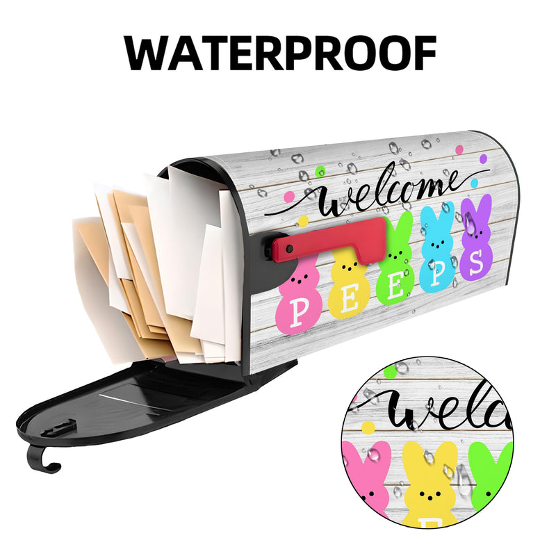 [Australia - AusPower] - Easter Mailbox Cover 21x18 Inch, Welcome Peeps Post Letter Box Covers, Spring Easter Seasonal Holiday Magnetic Waterproof Mail Wraps for Outdoor Yard Garden Standard Mailbox Decor 01.spring Easter Mailbox Cover 