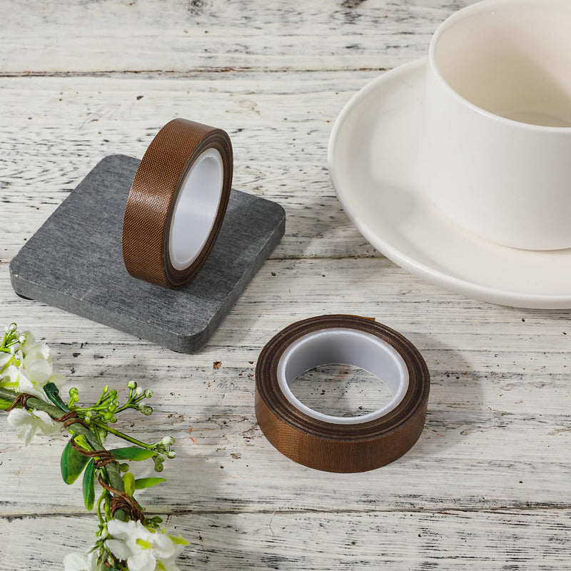 [Australia - AusPower] - lasuroa 0.59" x 32.81ft 2 Rolls Low Friction Tape, Drawer Slide Tape Abrasion Resistance Glide Anti Squeak Tape Surface Protection PTFE Tapes for Wood, Cabinet, Curtain, Furniture (Brown) 