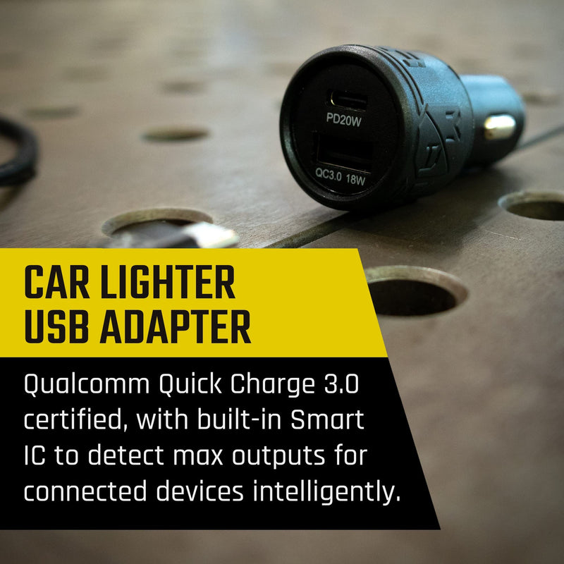[Australia - AusPower] - Mob Armor 38w Dual USB Quick-Charge USB A + USB C Car Charger - Fast Charging Car Charger - Adapter - Car Charger Adapter - USB Car Charger - Car Phone Charger - Phone Charger C Type & A Type (Black) 