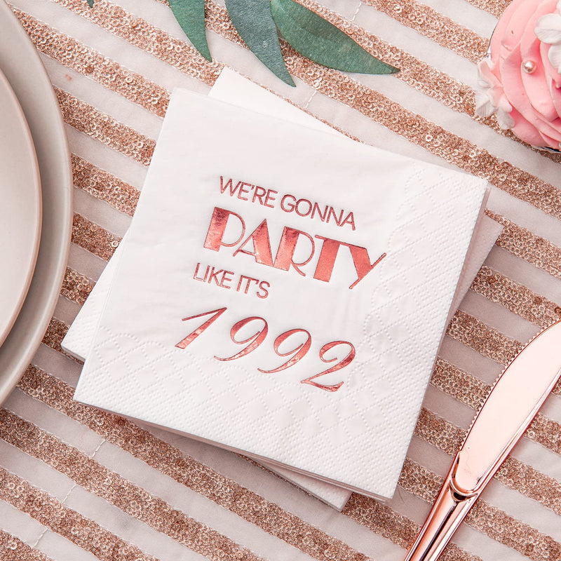 [Australia - AusPower] - Crisky 30th Birthday Cocktail Napkins Rose Gold for Women 30th Birthday Party Decorations for Cake Dessert Berverage Table, 30th Birthday Party Supplies,50 Pcs Disposable Napkins, 3-Ply 
