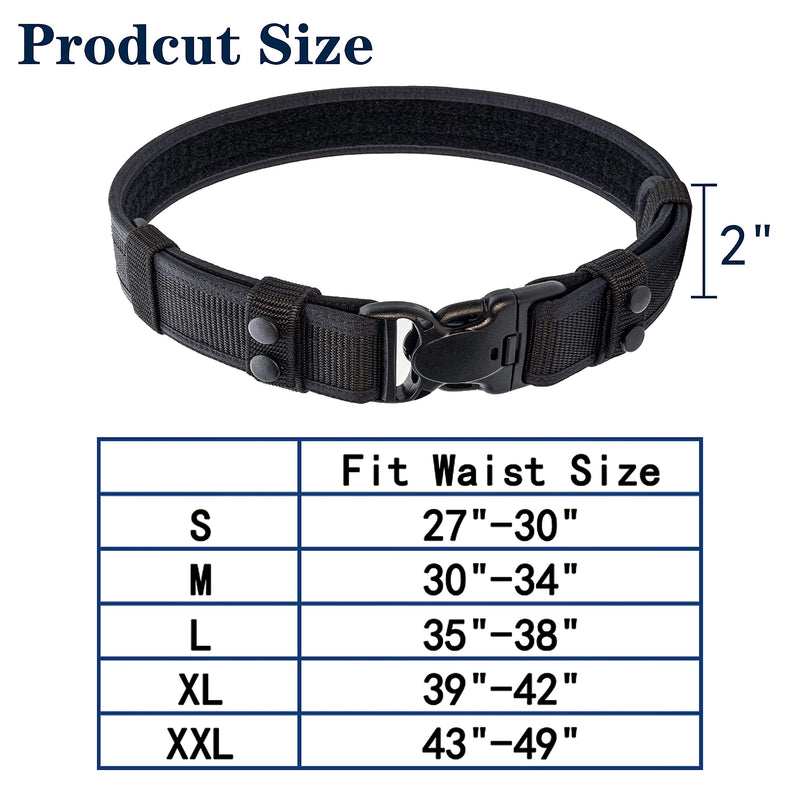 [Australia - AusPower] - Dotacty Duty Belt Police Law Enforcement Security Correctional Officer Belts Black(2 Inch Width) Small 