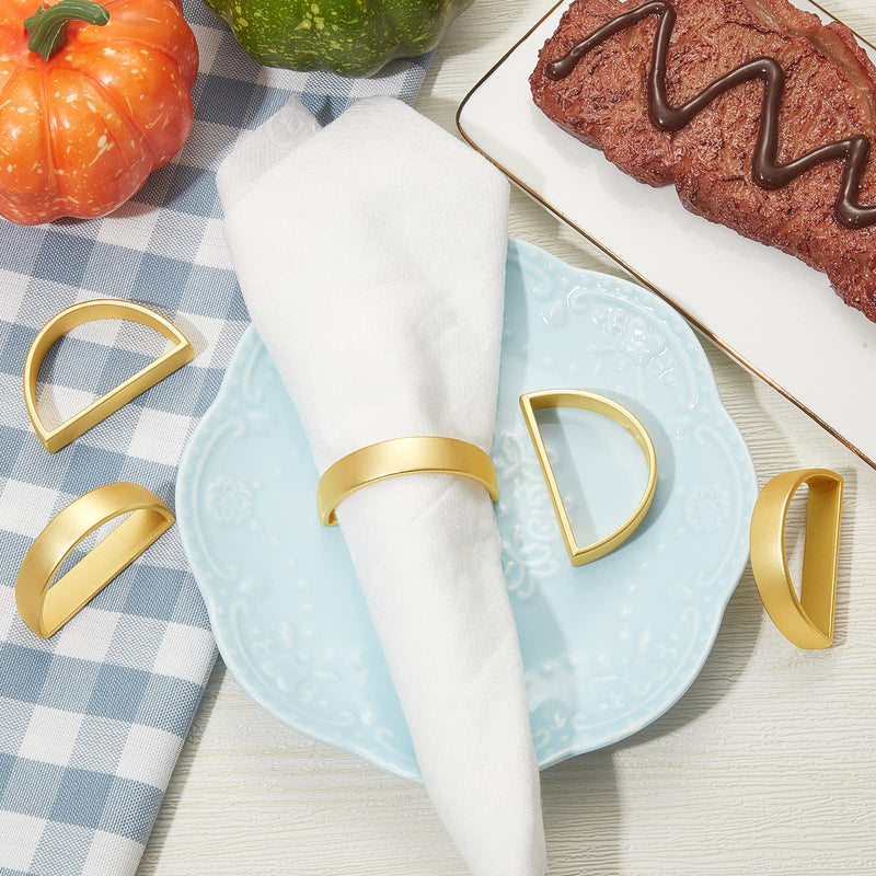 [Australia - AusPower] - 10 Pieces Stainless Steel Gold Napkin Rings Metal Napkin Ring Holders Modern Design Ring Holder Metal Semicircle Serviette Buckles Metallic Adornment for Table Settings Kitchen Dinner Party Wedding 