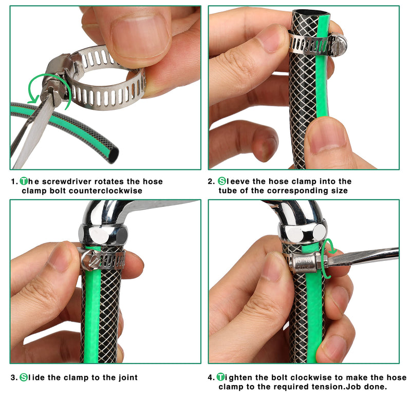 [Australia - AusPower] - OURU 70PCS Hose Clamp Kit,6-29mm Range Adjustable 304 Stainless Steel Worm Gear Hose Clamps 1/4'' - 1 1/8'' for Water Pipe,Pipe Tube, Automotive,Garden,Mechanical Application(5 Sizes) 1/4"-1 23/32" 