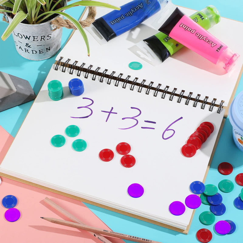 [Australia - AusPower] - Skylety 400 Pieces Plastic Poker Chips Game Chips 4 Colors Counter Card for Kids Game Playing Learning Math Counting Bingo Game Blank Chips Card for Kids Reward, 0.86 Inch 
