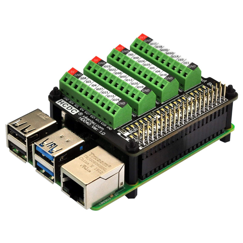 [Australia - AusPower] - HCDC RPi GPIO Status LED & Terminal Block Breakout Board HAT for Raspberry Pi A+ 3A+ B+ 2B 3B 3B+ 4B 