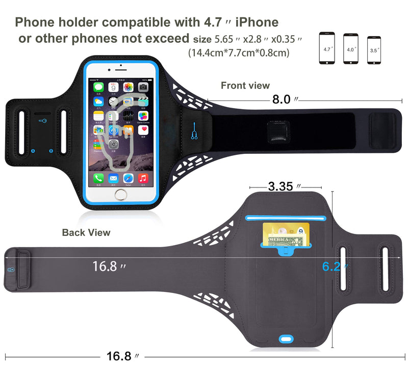 [Australia - AusPower] - PIEROCK lycral Armband Phone Holder, PIEROCK Water&Sweat Resistant Armband case Compatible 4.7〃 iPhone 8/7 /6/6S/5S/5 iPhone SE 2020 for Running& Jogging&Work Out … (Black, M) Black M:4.7'' iPhone 8/7/6s/6/SE etc 