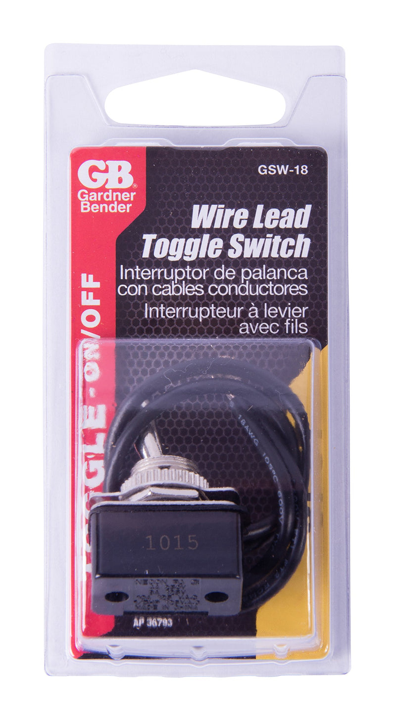 [Australia - AusPower] - Gardner Bender GSW-18 Heavy-Duty Electrical Toggle Switch, SPST, ON-OFF, 8 A/125 V, 6 inch Wire Terminal,Silver,(SPST) - ⅓ HP/125 V AC, 10 A/125 V AC 