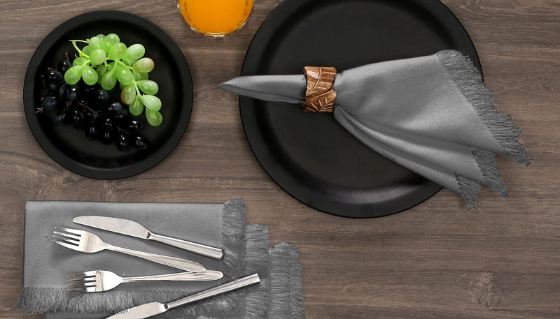 [Australia - AusPower] - Cotton Clinic Cloth Dinner Napkins with Fringes – Perfect Everyday Use Table Linen – Soft Durable Washable – Ideal for Party Wedding Farmhouse Christmas Easter – Set of 12 (20x20 in/Grey) Grey 