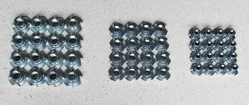 [Australia - AusPower] - IEUYO T-Nut Assortment Kit Four Pronged Zinc Plated Steel Tee Nut, Tee Blind Nut, for Rock Climbing Holds, Wood, Cabinetry, etc. 10# 1/4" 5/16" 80Pcs/3Sizes Carbon steel,10# , 1/4", 5/16" Assortment 80Pcs 