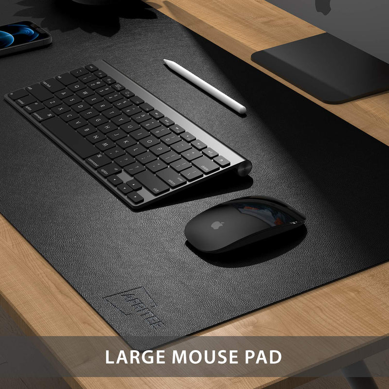 [Australia - AusPower] - AFRITEE Desk Pad Protector Mat - Dual Side PU Leather Desk Mat Large Mouse Pad Waterproof Desk Organizers Office Home Table Decor Gaming Writing Mat Smooth (Black/Black, 35.4" x 17") Black/Black 35.4" x 17" 