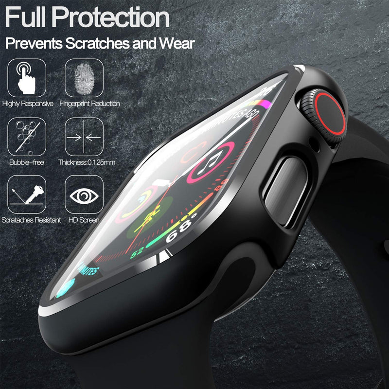 [Australia - AusPower] - Case for Apple Watch Series SE 6/5/4 40mm, Hard PC Overall Protective Cover Built in Tempered Glass Screen Protector for iWatch Accessories (40mm) 
