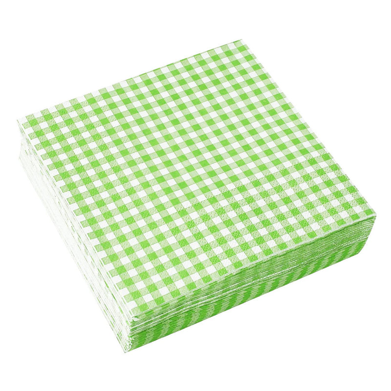 [Australia - AusPower] - Gatherfun Disposable 3-Ply Lime Green Gingham Paper Napkins (Pack of 50) Lime Green Plaid 50 Count (Pack of 1) 