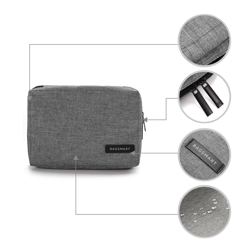 [Australia - AusPower] - BAGSMART Electronic Organizer Small Travel Cable Organizer Bag for Hard Drives, Cables, USB, SD Card Grey 