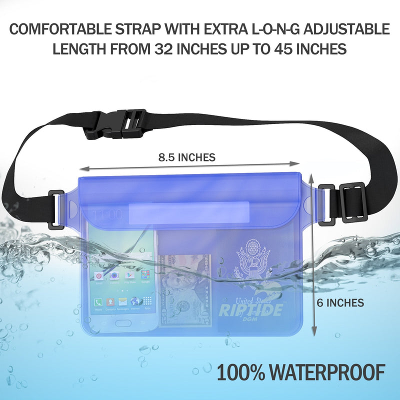 [Australia - AusPower] - Waterproof Fanny Pack Pouch (2 Pack) for Men & Women Dry Bag Water Resistant with Adjustable Waist Strap - Protects Valuables at Water Sports Or Boating Snorkeling Swimming 