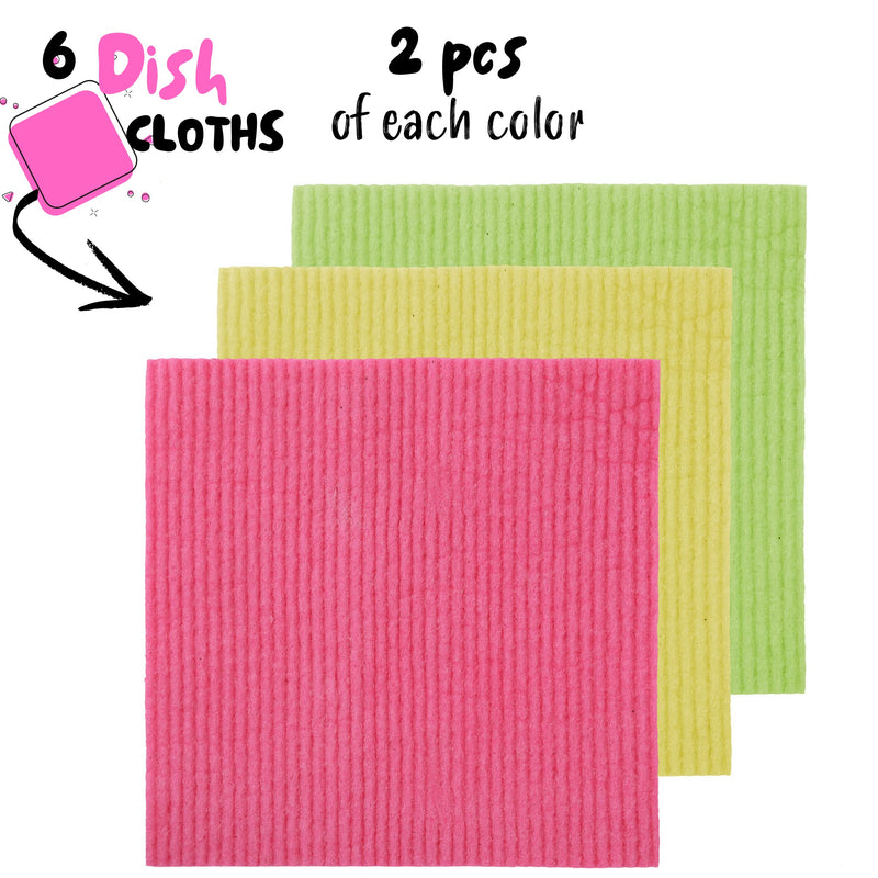 [Australia - AusPower] - Mr. Pen- Dish Cloths, 6 pcs, Reusable Paper Towels, Absorbent Kitchen Towels, Dishcloths for Kitchen, Cellulose Sponge Cloths, Dish Drying Towels, Kitchen Cleaning Cloths, Sponge Cloth, Dish Rag. 