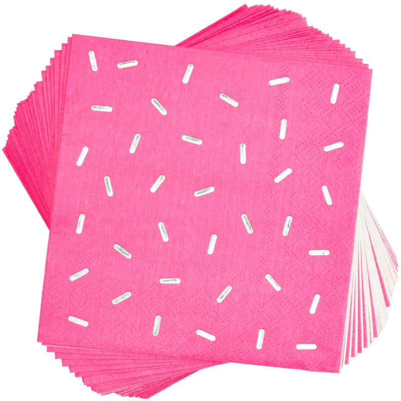 [Australia - AusPower] - Pink Confetti Paper Cocktail Napkins for Birthday Party (5 x 5 In, 50 Pack) 