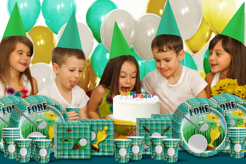 [Australia - AusPower] - Golf Sports Birthday Party Supplies Set Plates Napkins Cups Tableware Kit for 16 