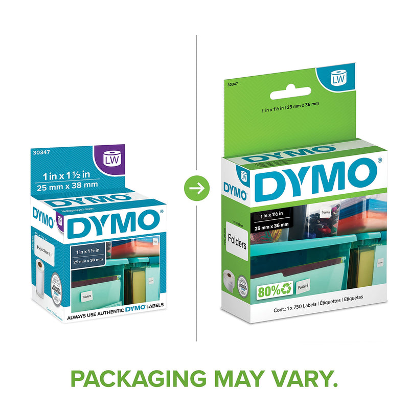 [Australia - AusPower] - DYMO LW Library Book Spine Labels for LabelWriter Label Printers, White, 1" x 1.5", 1 Roll of 750 1" x 1-1/2" Black on White Standard Packaging 