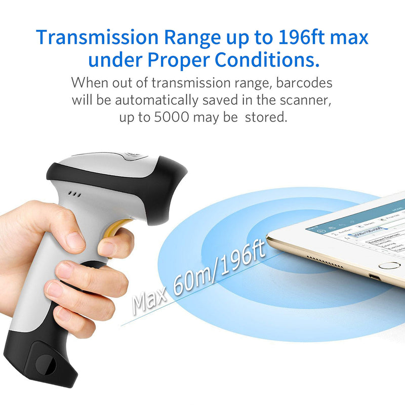 [Australia - AusPower] - TEEMI Bluetooth Barcode Scanner with Optional Stand, 1d Laser Handheld Automatic Bar Code Reader for iPhone iPad Android Tablet PC, Mac OS X, Android, Windows 10 and iOS 14 (No Stand) No stand 