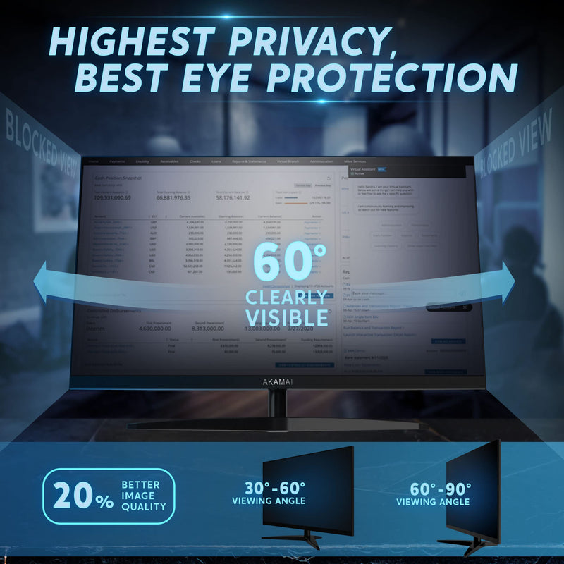 [Australia - AusPower] - 18.5 inch Computer Privacy Screen (16:9) - Black Security Shield - Desktop Monitor Protector - UV & Blue Light Filter by Akamai (18.5" Widescreen (16:9), Black 18.5 inch WIDESCREEN (16:9) Black Privacy 