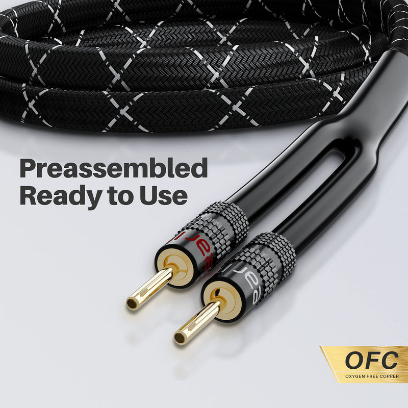 [Australia - AusPower] - GearIT 12AWG Premium Heavy Duty Braided Speaker Wire Cable (6 Feet) Dual Gold Plated Banana Plug Tips - in-Wall CL2 - Oxygen-Free Copper (OFC) Black 6 Feet 